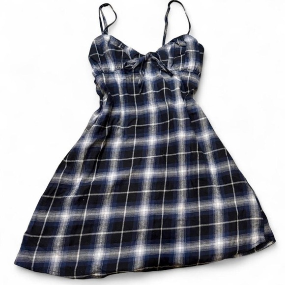 Grunge Alt Plaid Mini Dress SoftGrunge Fall Tumblr Whimsy Whimsigoth Layers - Picture 1 of 4